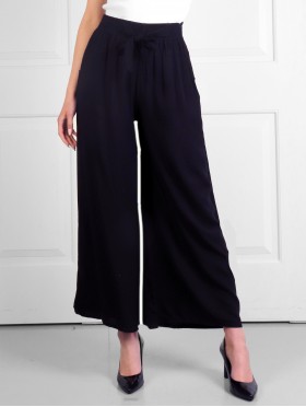 Bamboo Feeling Full Length Pants W/ Tie Belt and Pockets